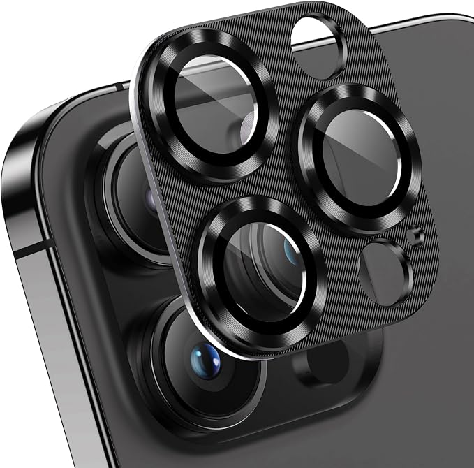 Korecase [2 Pack ] Camera Lens Protector for iPhone 15 Pro Max/iPhone 15 Pro Metal Tempered Glass Camera Cover Film, Rear Lens Case Friendly for iPhone 15Pro/ iPhone 15Pro Max,Black