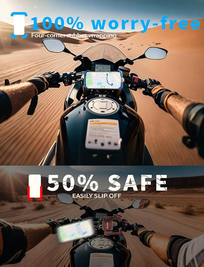 4rd-Gen Super Easy Install Bike Phone Holder, [1S Quick Lock] Motorcycle Phone Mount Clip, Bicycle Scooter Ebike Handlebar Holder Clamp fit Large Phone Case, Phone Mount for 4.7''-7'' Cell Phones