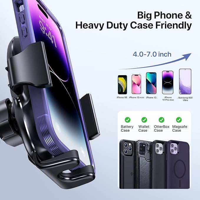 Miracase Phone Holders for Your Car, Universal Car Phone Holder Mount for Car Dashboard Air Vent Windshield, Hands Free Cell Phonen Car Mount Compatible with iPhone Android and All Smartphones