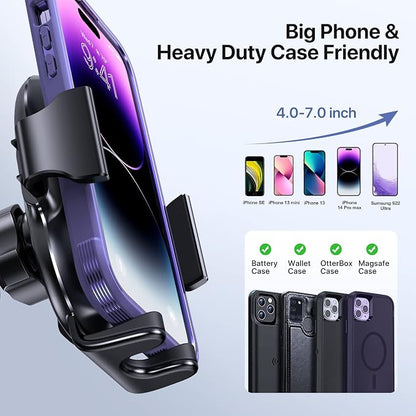 Miracase Phone Holders for Your Car, Universal Car Phone Holder Mount for Car Dashboard Air Vent Windshield, Hands Free Cell Phonen Car Mount Compatible with iPhone Android and All Smartphones