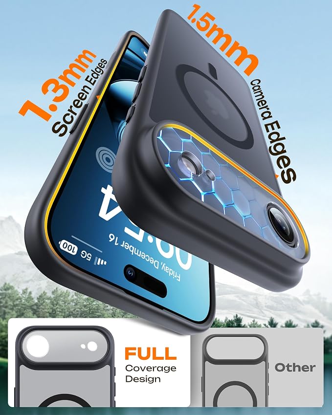 TOCOL for iPhone Air Case with Camera Control Capture Button, Built-in Magnetic Ring, Translucent Matte Phone Case for iPhone Air 6.5 inch (Key Black)
