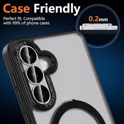 for Samsung Galaxy S26 Camera Lens Protector, Electroplated Matte Back with 9H Tempered Glass Lens Protector, [Strong Adsorption] [Case-Friendly] Metal Ring HD Clear Lens Cover, Gray
