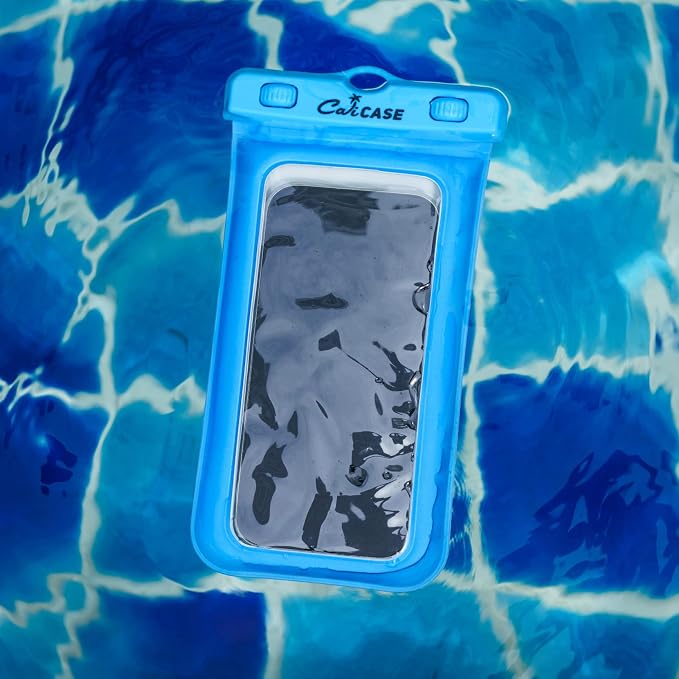 CaliCase Universal Waterproof Floating Phone Pouch - IPX8 Waterproof Floating Phone Case with Lanyard for iPhone X-15/ S20-S24/ Pixel 4-8 - Blue