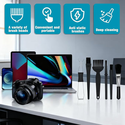 6PCS Keyboard Brush Cleaner Kit with Keycap Puller & Switch Puller, PP Handle Nylon Small Space Dust Removal Anti Static Brush for Computer Keyboard Electrical Appliance Seam Motherboard Camera