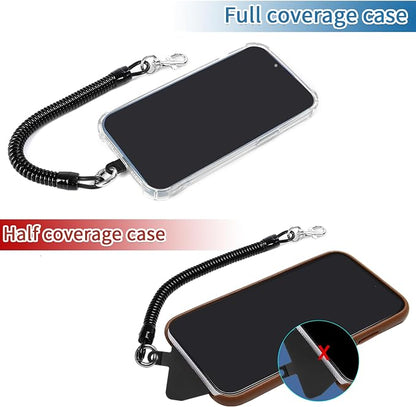 Doormoon Phone Lanyard Tether with 4 Patch, Cell Phone Lanyard with 2* Phone Tether, 4* Patch for Outdoor Hiking Climbing, BlackClear