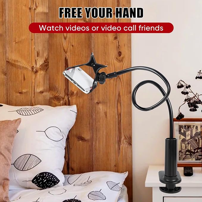 Gooseneck Cell Phone Holder, Universal Lazy Bracket, Mobile Phone Clip Stand, 360 Degree Rotation Flexible Long Arm Phone Mount for Desk, Bedroom, Office, Mobile Cell Phone Stand for 4.0-7.0''