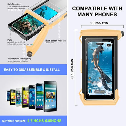 2026 Diving Snorkeling Phone Case for iPhone 17/16/15/14/13/12/11 Pro Max/XS/X Samsung Galaxy S26/S25/S24 Professional Scuba Dive Waterproof Underwater Photo Video Cover (5TH Gen, Yellow-)