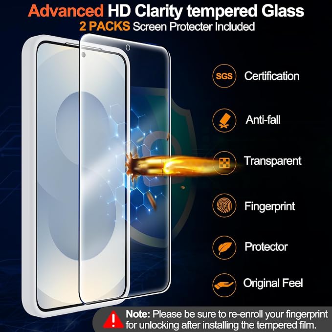MOZOTER for Samsung Galaxy S25 Case with Magnetic,[Compatible with MagSafe][15Ft Military Dropproof][2*Screen Protector] Translucent Matte Anti-Slip Back Slim Shockproof Case for S25,6.2"(Clear)