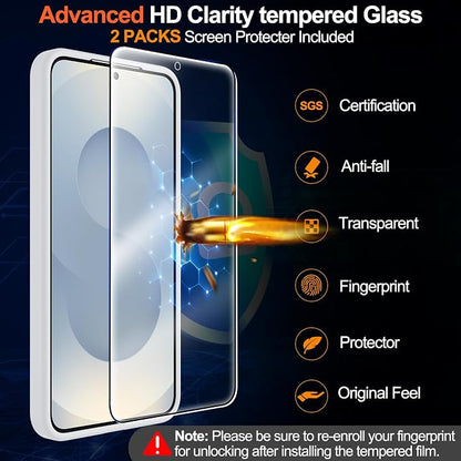 MOZOTER for Samsung Galaxy S25 Case with Magnetic,[Compatible with MagSafe][15Ft Military Dropproof][2*Screen Protector] Translucent Matte Anti-Slip Back Slim Shockproof Case for S25,6.2"(Clear)