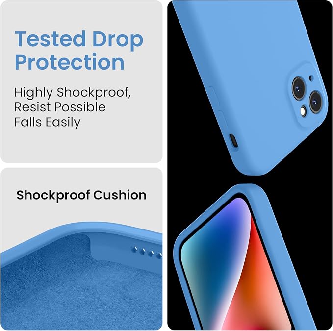 FireNova Designed for iPhone 13 Case, Silicone Upgraded [Camera Protection] Phone Case, Soft Anti-Scratch Microfiber Lining Inside, 6.1 inch, Blue