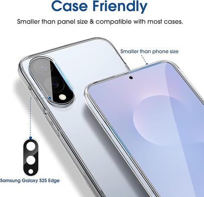 amFilm Auto-Alignment OneTouch for Samsung Galaxy S25 Edge 6.7" Screen Protector + Camera Lens Protector, Tempered Glass, 30 Seconds Installation, Bubble Free, Case Friendly, Anti-Scratch [2+2 Pack]