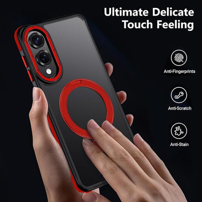 for Samsung Galaxy S25 Edge Case, Magnetic Adjustable Ring Stand [Fit for Magsafe], [Military-Grade Shockproof Protection] Phone Case with Kickstand&Ring Holder (Red)