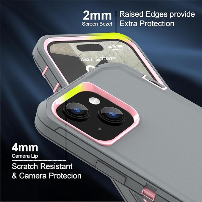 Sansunto for iPhone 13 Case, Phone Case for 15 & 14, Protective Heavy Duty Shockproof 3 in 1 Silicone Rubber Cover, Rugged Hybrid Durable Phone Case for iPhone 6e in 6.1 Inch