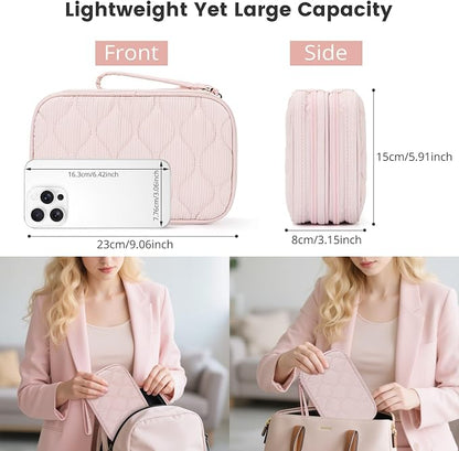 Skycase Tech Pouch - Lightweight Electronics Organizer Travel Case - Double Layers Cable Organizer - All-in-One Storage Bag for Charger, Cord, Phone, Flash Drive, Essentials - XL