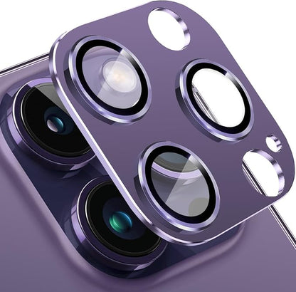 for iPhone 14 Pro and iPhone 14 Pro Max Camera Lens Protector, Anti-Scratch Tempered Glass Camera Screen Protector Shockproof Full Protective Camera Cover Case Friendly Lens Cover-Purple