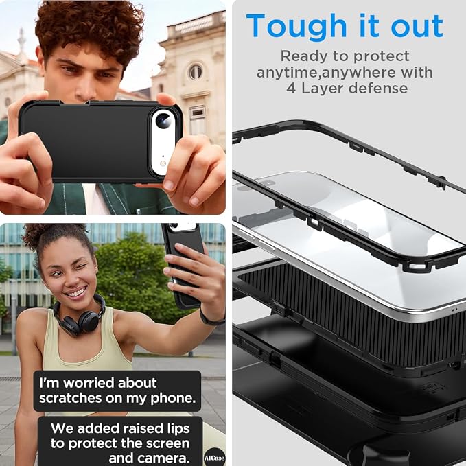 AICase for iPhone AIR Case+Belt-Clip Holster 6.5",Heavy Duty Drop Protection Full Body Rugged Shockproof/Drop Proof/DustProof Military Grade Tough Durable Cover for iPhone Air 2025_31
