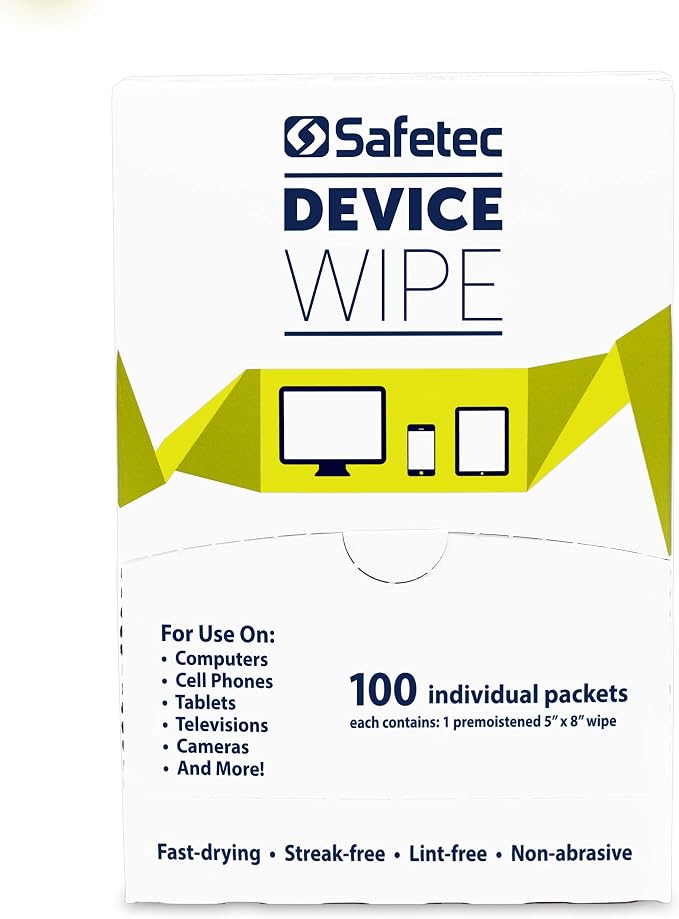 Safetec Device Wipes for Cellphones, Tablets & Screens (4 Pack of 100ct Wipes - 400 Cleaning Cloths)
