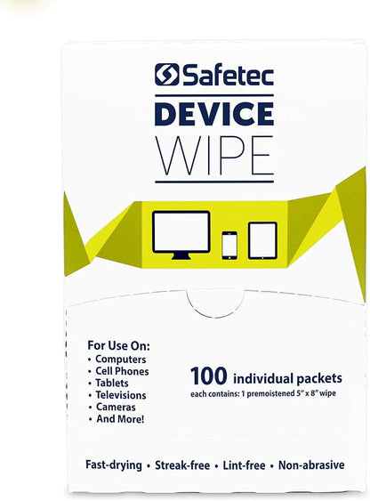 Safetec Device Wipes for Cellphones, Tablets & Screens (4 Pack of 100ct Wipes - 400 Cleaning Cloths)
