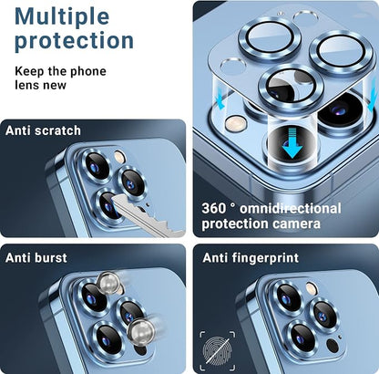 AFARER [2 Pack] Lens Cover for iPhone 13 Pro/13 Pro Max, Ultra-tough HD Camera Protectors, Anti-Scratch, 9H Hardness Ultra-thin Tempered Glass, Case Friendly for iPhone 13 Pro/13 Pro Max [Does not Affect Night Shots] (Silver)