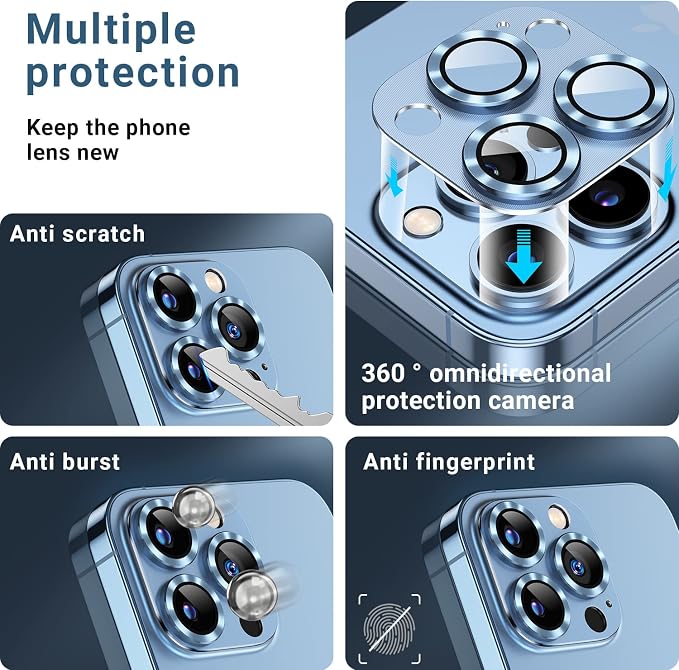 Korecase 2 Pack Camera Protector Compatible with iPhone 13 Pro Max&iPhone 13 Pro Whole Piece 9H Tempered Glass Anti Scratch Dust Strong Adhesion full coverage Protective Black