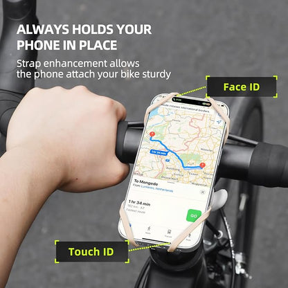Bike Phone Mount for Handlebar – Scratch-Free Silicone Holder with Anti-Slip Grip, Universal Cycling Phone Stand Compatible with iPhone/Samsung (4.0"-7.2"),Horizontal & Vertical Installation