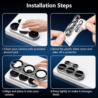 for Samsung Galaxy S26 Ultra Camera Lens Protector, Electroplated Matte Back with 9H Tempered Glass Lens Protector, [Strong Adsorption] [Case-Friendly] Metal Ring HD Clear Lens Cover, Gray