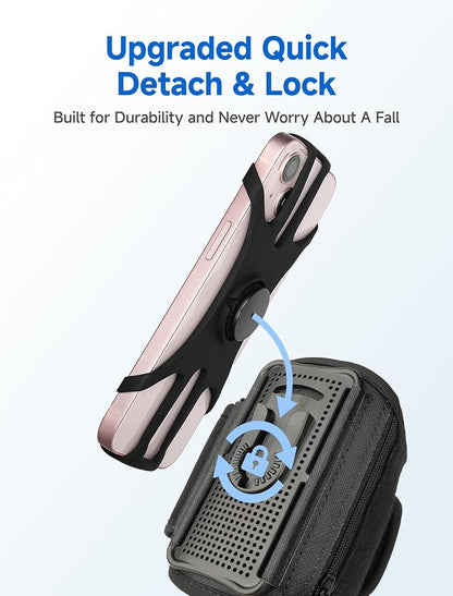 Running Armband Phone Holder with Earphone Bag 360° Rotatable Arm Band for Phone for Running Fits iPhone 16 Pro Max/15/14/13 and All 4.5-7" Phone, for iPhone Arm Band for Running Accessories Women Men