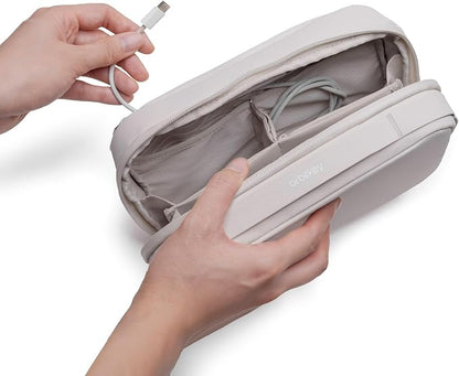 Orbitkey KonMari 2-in-1 Tech Accessory Pouch - Stone | KonMari Collection | Detachable Slim Sleeve | Organized Tech Storage | Travel Ready