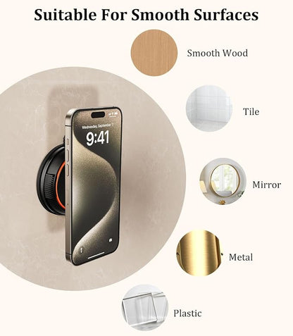Vacuum Suction Cup Phone Mount,Hands-Free Magnetic Shower Cell Phone Holder,Adjustable Phone Suction Grip for Mirror/Car Dashboard/Gym,Compatible with MagSafe iPhone 16/15/14/13/12 (X20)