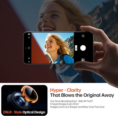 2 Pack Camera Lens Protector for iPhone 17 Pro Max/17 Pro/16 Pro Max/16 Pro/15 Pro Max/15 Pro/14 Pro Max/14 Pro [1:1 Invisible Fit] Military Grade Glass Metal Camera Lens Cover, Orange