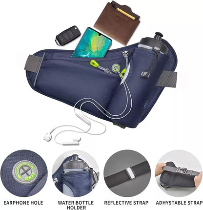 HOTEMIA Fanny Pack with Water Bottle Holder, Hydration Running Belt for Men Women Adjustable Strap Waist Bag Suitable for Hiking Running Walking Jogging Camping (Bottle Not Included) (Green)