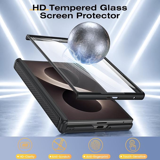 VEGO for Z Fold 8 Case with Screen Protector & Hinge Protection, Black | Galaxy Fold 8 Case with Rotatigng Kickstand & Slide Camera Cover Heavy Duty Drop Protection Rugged Phone Case