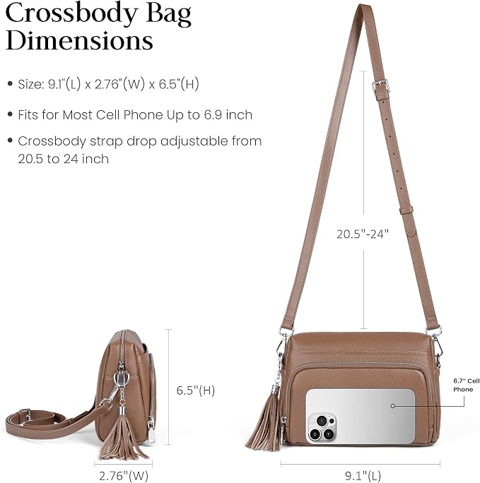 befen Genuine Leather Crossbody Purses for Women Small Crossbody Bags Purse with Built in RFID Blocking Wallet