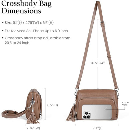 befen Genuine Leather Crossbody Purses for Women Small Crossbody Bags Purse with Built in RFID Blocking Wallet