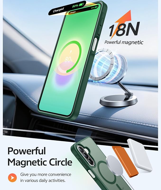 FNTCASE for Galaxy A27 5G Phone Case, Fit for Magsafe, Screen Protector | Translucent Matte, 14FT Military Grade Drop Protection, Slim Shockproof Protective, for Samsung A 27 4G Cover, Green