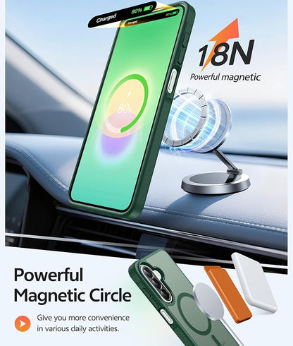 FNTCASE for Galaxy A27 5G Phone Case, Fit for Magsafe, Screen Protector | Translucent Matte, 14FT Military Grade Drop Protection, Slim Shockproof Protective, for Samsung A 27 4G Cover, Green