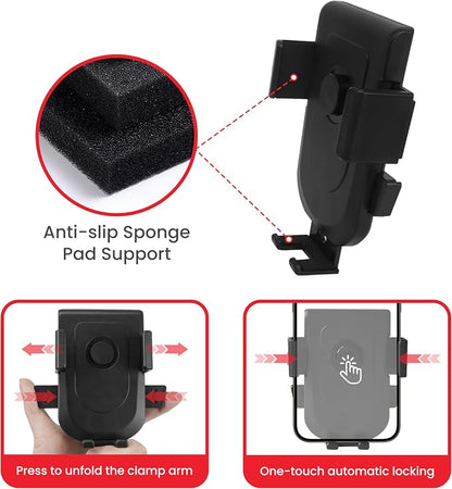 Baby Stroller Phone Holder, Bike Phone Holder, Shopping Cart, Motorcycle Phone Mount, Golf Cart, Push Cart, Treadmill, Universal- iPhone, Cell Phone Clamp (Black)