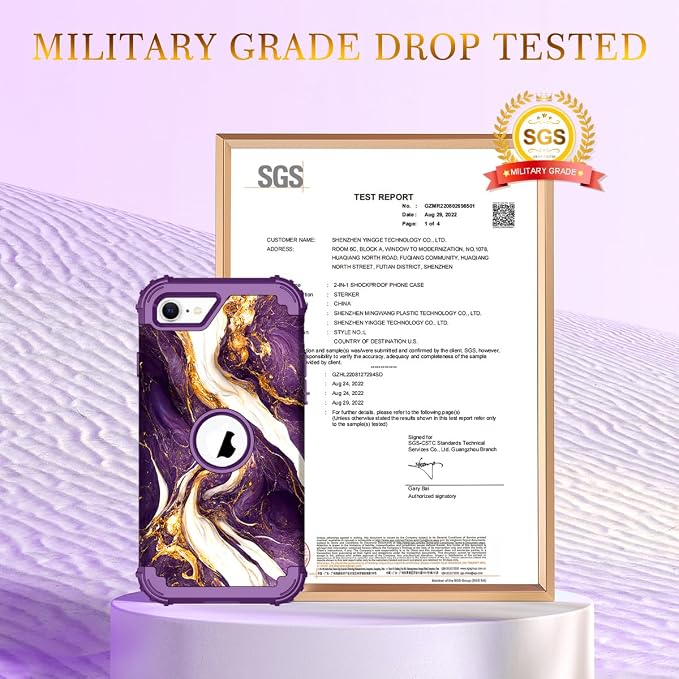 Hocase for iPhone SE 2022/2020 Case, Heavy Duty Shockproof Protection Hard Plastic+Silicone Rubber Hybrid Protective Case for iPhone SE 3rd/2nd Generation (4.7") - Midnight Purple