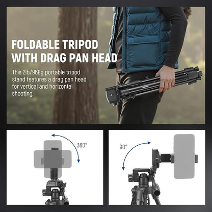 NEEWER Basics PA056 Vlogging Kit for iPhone Android Phone for YouTube TikTok Streaming Filmmaking Video Recording, Tripod + Microphone + LED Fill Light, Youtuber Starter Content Creator Essentials