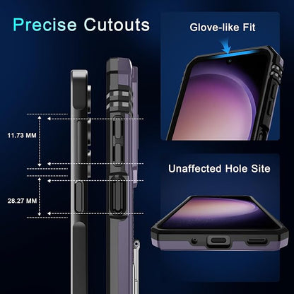 DEERLAMN Case for Samsung Galaxy A16 5G with Slide Camera Cover+Screen Protector (1 Pack), Rotated Ring Kickstand Military Grade Shockproof Protective Cover-Deep Purple