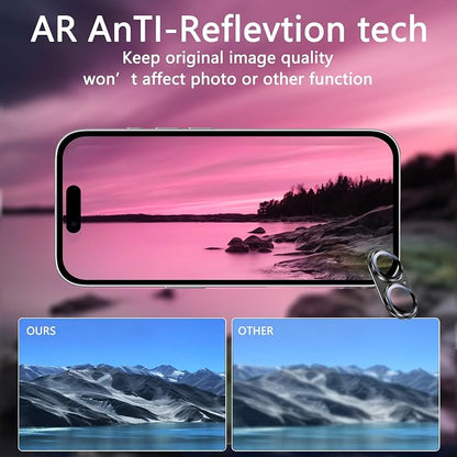2 Pack Camera Lens Protector for iPhone 17,Metal AR Tempered Glass Rear Camera Screen Cover,Anti-Scratch,Strong Adsorption,Case Friendly, Easy to Install-Black