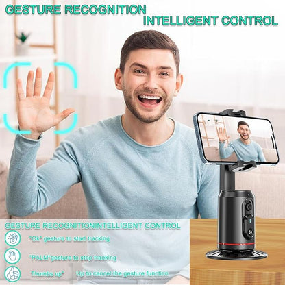Crienten Auto Face Tracking Tripod, 360° AI Face Tracking Phone Holder with Remote, No App，Smart Phone Stand for iPhone & Android, Rechargeable Tripod for Video Recording, Live Streaming, TikTok, Vlog