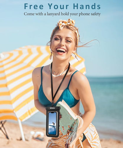 MIODIK Waterproof Phone Pouch with Detachable Lanyard, IPX8 Outdoors Travel Beach Cruise Ship Essentials, [Up to 7.0" Large] Fits for All iPhones (15, 14, 13...), Galaxy S24 S23 S22 - Black