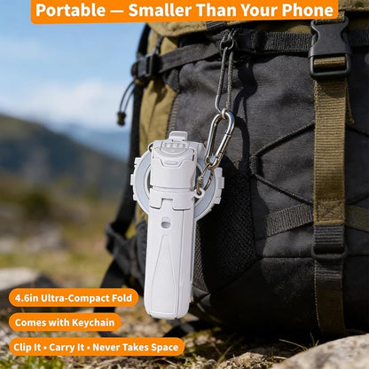 4-in-1 Magnetic Selfie Stick for iPhone/Android - Multifunctional 360° Rotation Extendable Tripod with Detachable Remote, Universal Phone Mount & Metal Ring (Magnetic or Clip Combo)