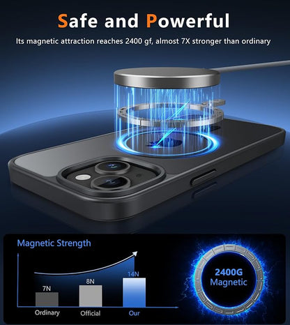 FNTCASE for iPhone 15 Plus Case: for iPhone 14 Plus Case Translucent Matte Military Grade Protective Phone Cover - Slim Anti-Slip Durable Shockproof Drop Protection Cases - Black