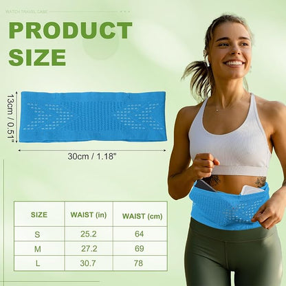 Slim Running Belt, Running Fanny Pack Phone Holder for Women Men Waist Bag Moisture Wicking Storage Belts Bag- Fitting for (Storage Phone-Travel- Sports- Hiking) Blue & S