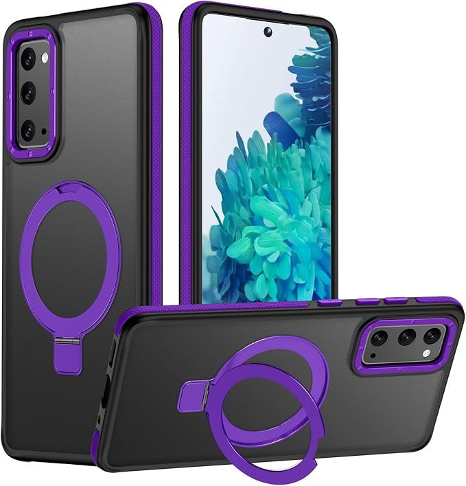 for Samsung Galaxy S20 FE Case, Magnetic Adjustable Ring Stand [Fit for Magsafe], [Military-Grade Shockproof Protection] Phone Case with Kickstand&Ring Holder (Purple)