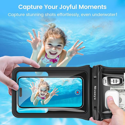 Niveaya Double Space Waterproof Phone Pouch - 2 Pack, Waterproof Phone Lanyard Case with iPhone 17/16/15/14/13 Pro Max up to 8.3", Phone Dry Bags for Vacation Beach Pool Kayak Cruise Travel Essentials