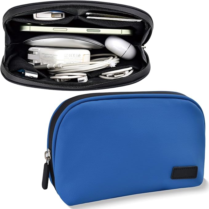 CAAORDKSO Cord Organizer Travel Cable Organizer Bag Tech Electronic Organizer Travel Case, Water Resistant Accessories Storage Tech Bag for Travel Essentials, Cable, Charger, Power Bank, Earphone,Blue