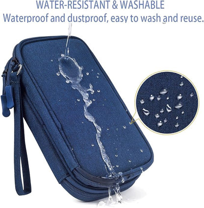 CAAORDKSO Electronic Organizer Travel Cable Accessories Bag, Double Layer Tech Pouch Accessories Carry Case, Travel Essentials for Cable, Cord, Charger, Phone, Power Bank, Earphone (Navy Blue, Large)